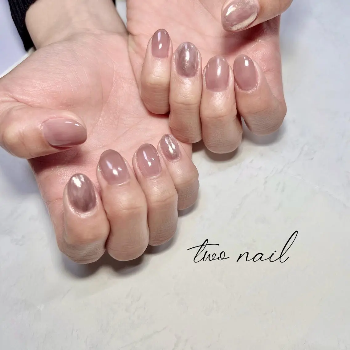 ネイル アートネイル ブラウン フットネイル ハート ニュアンスネイル two nailのネイルデザイン