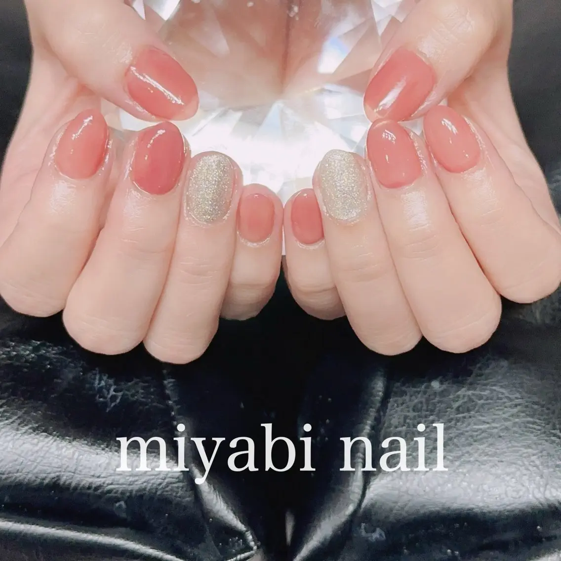ネイル ラメ(グリッター) 持ち込み シルバー シンプルネイル 夏ネイル ハンドネイル miyabi nail 桂川駅近くのネイルデザイン