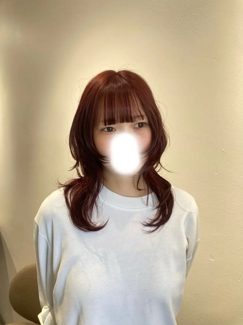 ミディアム ヘアカラー ウルフカット/鶴橋/ KONNO/Wカラーのヘアスタイル