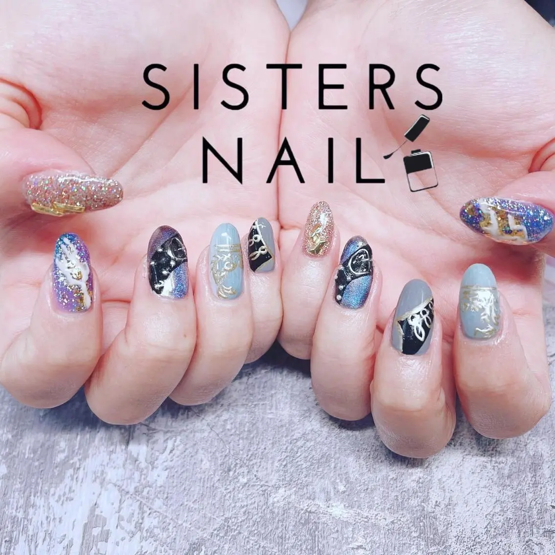 ネイル アートネイル フラッシュネイル ラメ(グリッター) 冬ネイル sisters nail.fのネイルデザイン