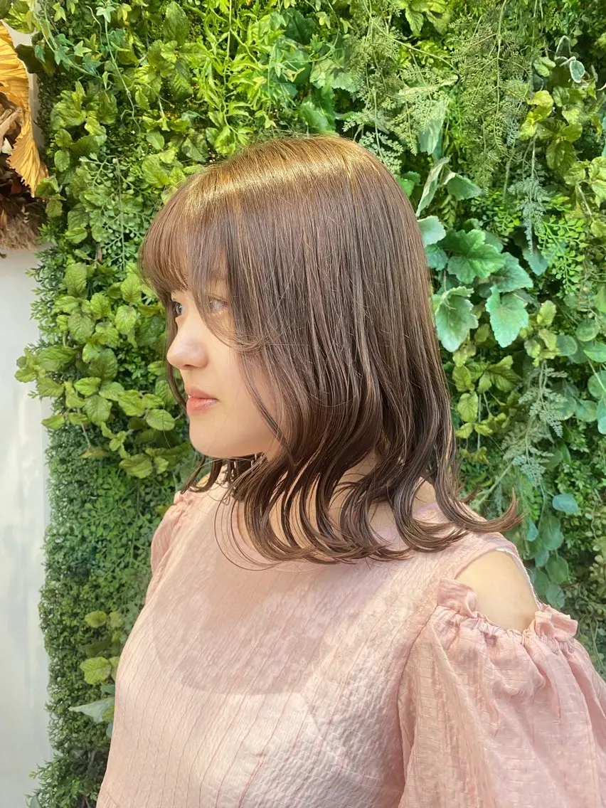 ミディアム カラー ベージュカラー ブリーチ ダブルカラー ミルクティーベージュ ブリーチなしカラー ヘアカラー 透明感カラー/韓国 ヘア🩶yuri🩵のヘアスタイル