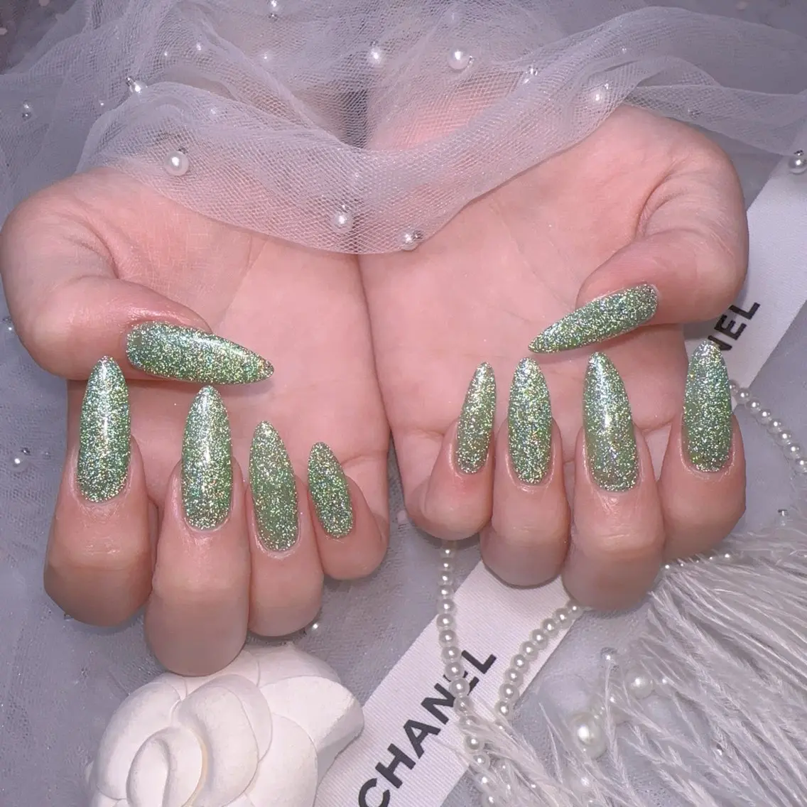 ネイル オーロラネイル フットネイル 韓国ネイル ラメ(グリッター) ラメグラデーション ハンドネイル Belle nail salon 新小岩のネイルデザイン