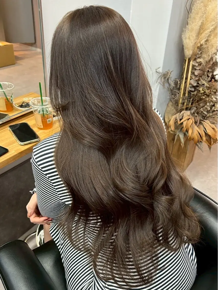 ロング カラー ブリーチ ダブルカラー ブリーチなしカラー レイヤーカット カット ヘアカラー レイヤーカット 韓国風PAOのヘアスタイル