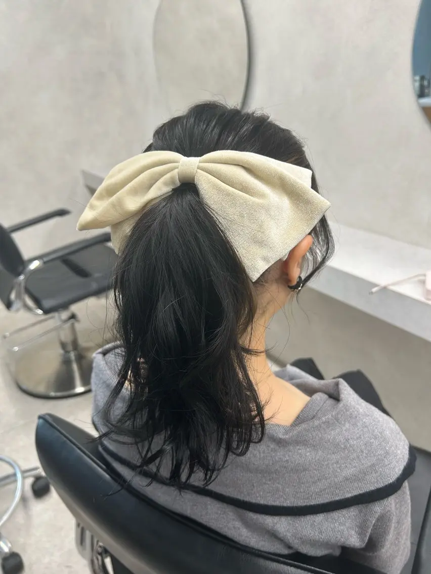 ミディアム ヘアアレンジ ヘアセット 🎀HARU/ボブ/ セット/赤み消し🫧のヘアスタイル
