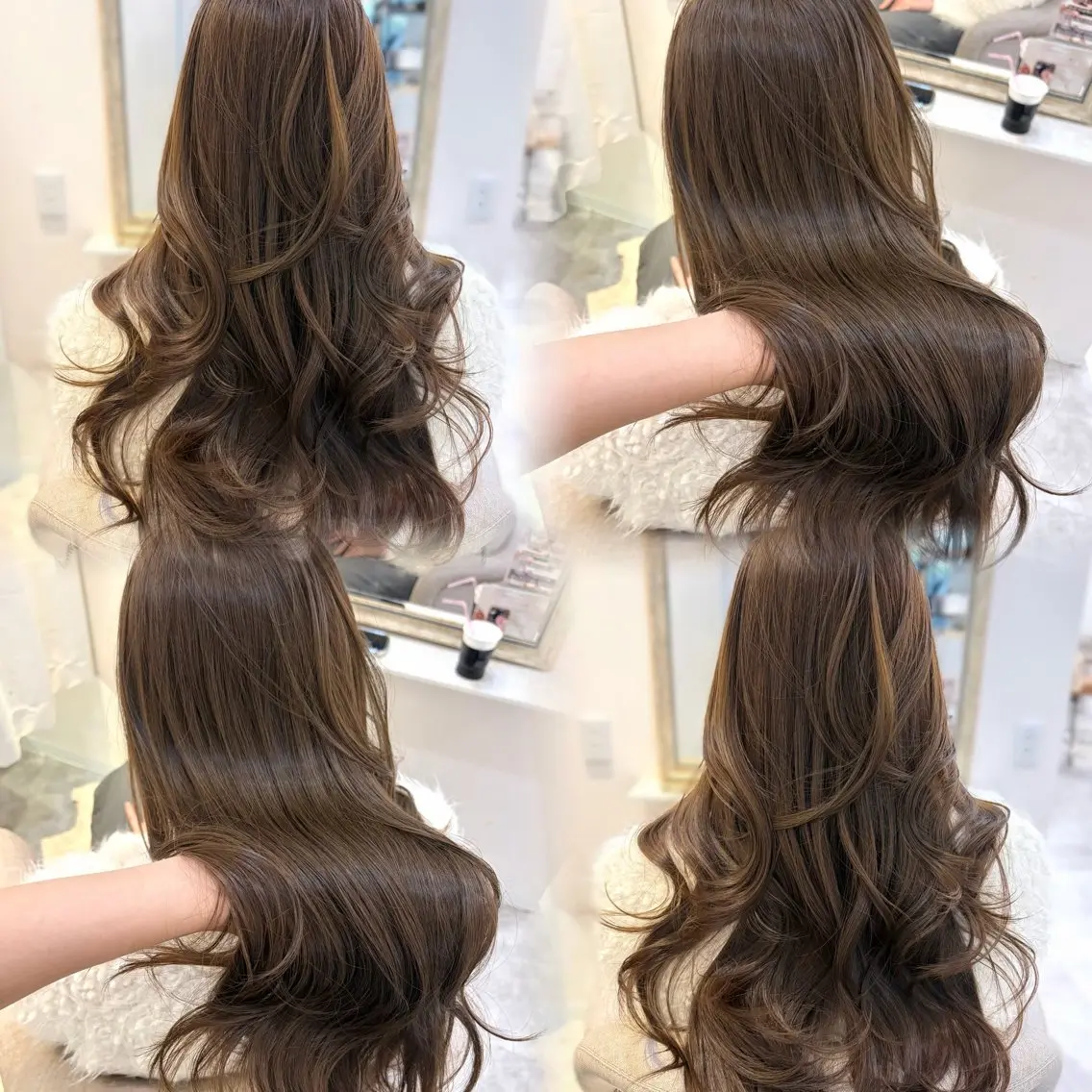 ロング カラー ベージュカラー 透明感カラー オリーブベージュ レイヤーカット カット ヘアカラー トレンド韓国モテヘア Natsuki🌛のヘアスタイル