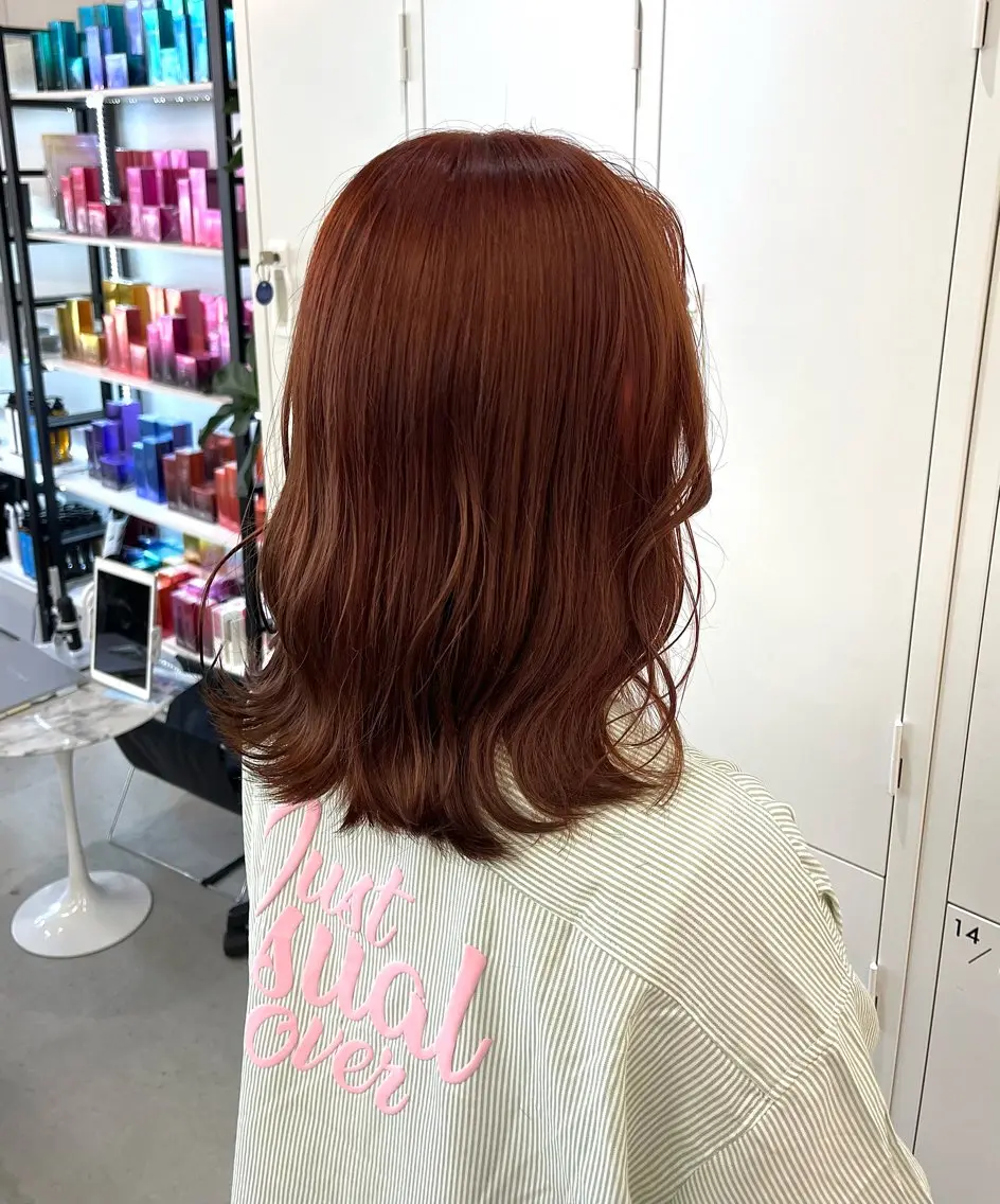 ミディアム カラー オレンジ 神原 茉依🩰🪩のヘアスタイル