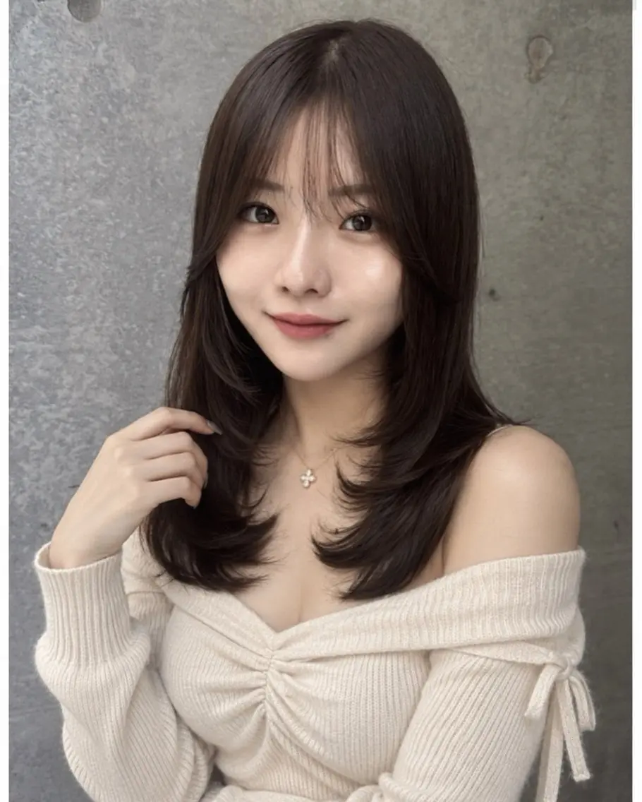 ミディアム カラー カット ヘアカラー トリートメント 🦋韓国風レイヤー/ 艶髪矯正🦋凛太郎のヘアスタイル