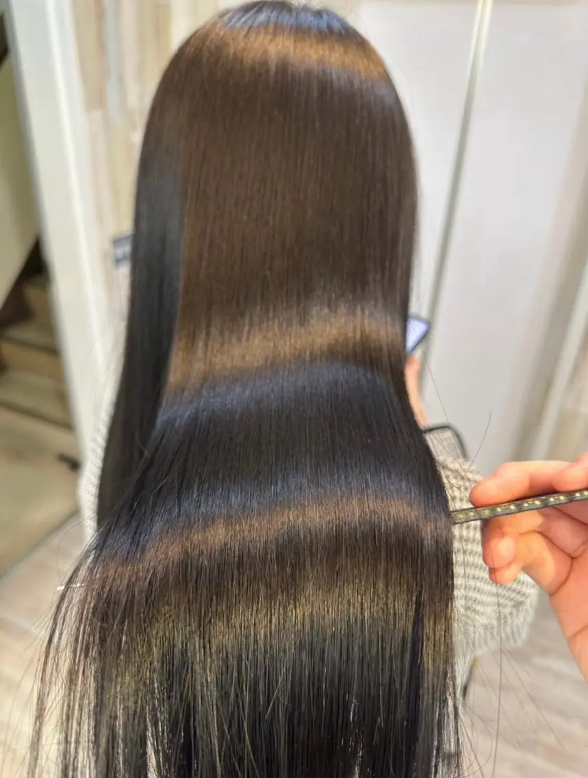 ロング カラー カット 縮毛矯正 トリートメント ヘッドスパ 盛れる艶カラー× レイヤーカット/咲来のヘアスタイル
