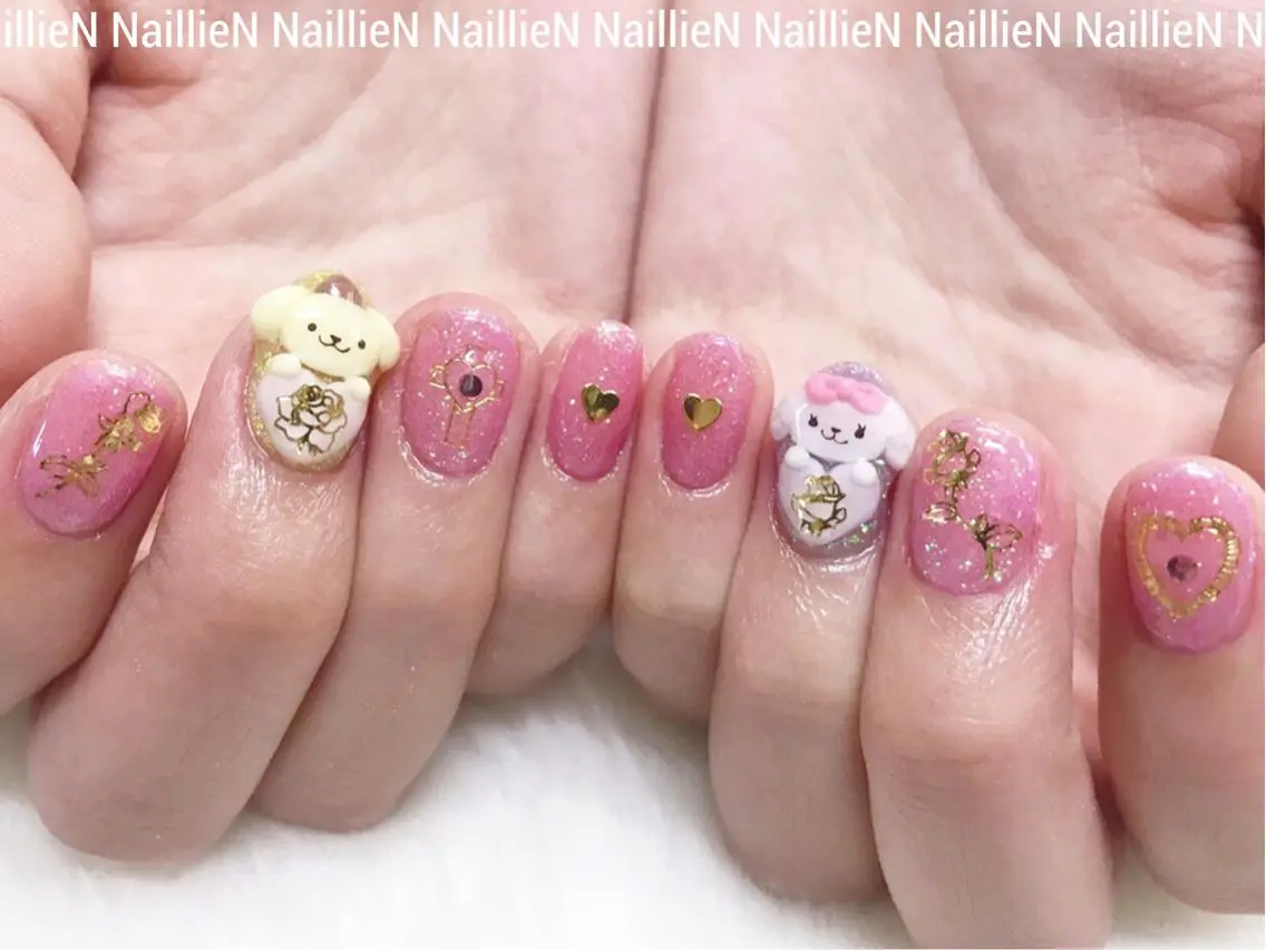ネイル ラメ(グリッター) ピンク ハンドネイル Nail lieNのネイルデザイン