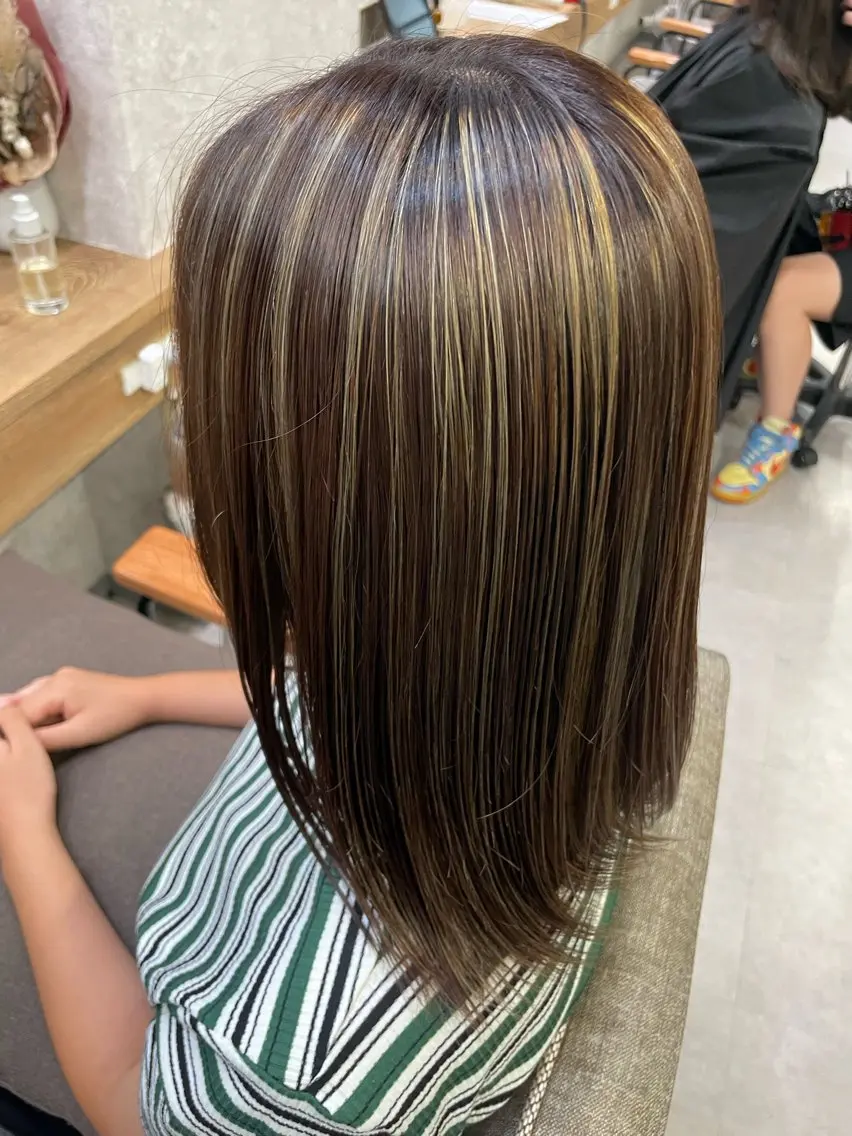 セミロング カラー ヘアカラー ツヤちゅるカラー✮ すずなのヘアスタイル