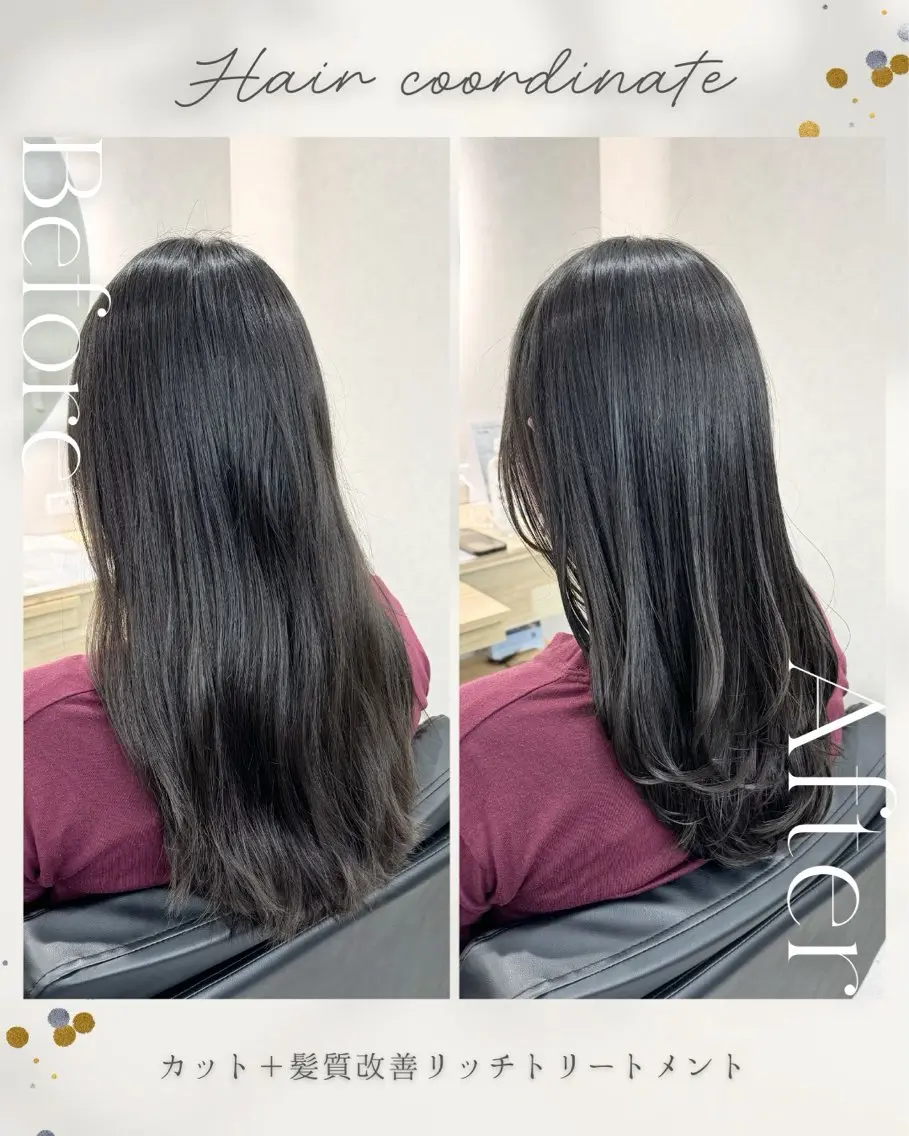 ロング 顔周りカット 髪質改善 レイヤーカット トリートメント 髪質改善💍 natsukiのヘアスタイル