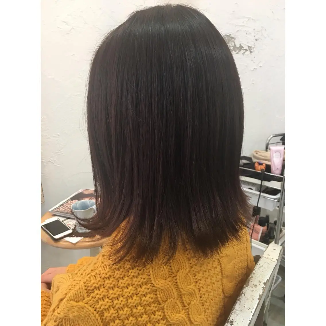 ミディアム カラー ブラウンカラー パープルカラー パープルブラウン fio マナミのヘアスタイル