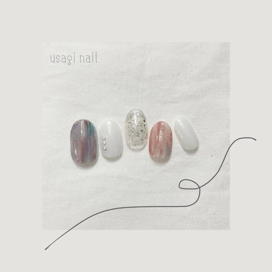 ネイル ブルー ニュアンスネイル ピンク usagi nailのネイルデザイン