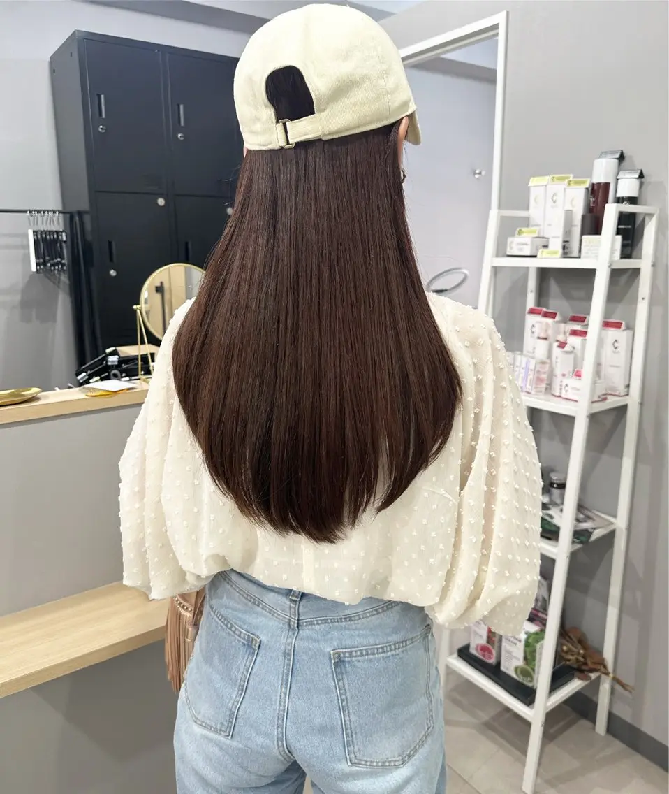 ロング カラー ブラウンカラー 髪質改善 カット ヘアカラー トリートメント Kamie 三宮のヘアスタイル