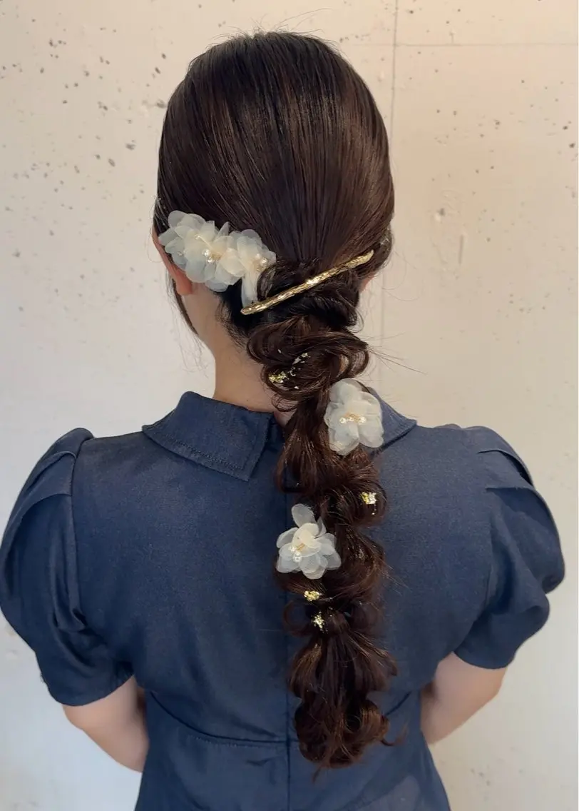ロング ヘアアレンジ 結婚式・ブライダル ヘアセット ヘアセット大募集 ˗ˋˏairiˎˊ˗のヘアスタイル