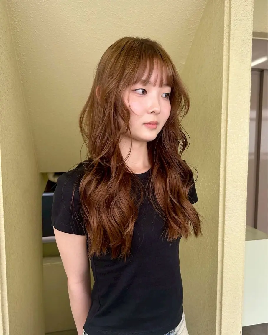 ロング カラー 透明感カラー カット ヘアカラー トリートメント レイヤー/縮毛矯正/ 暖色/mao🎀のヘアスタイル