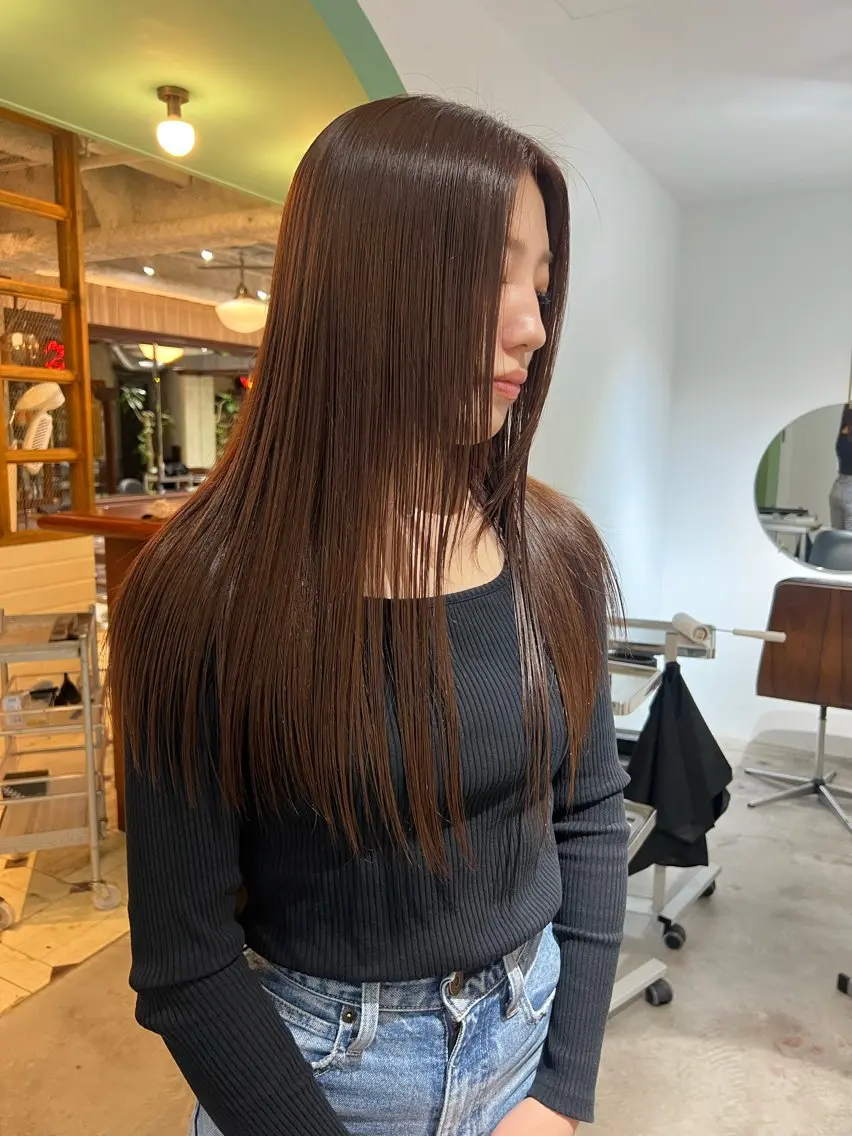 ロング カラー ブリーチ ブリーチなしカラー Yakuwa Rikoのヘアスタイル