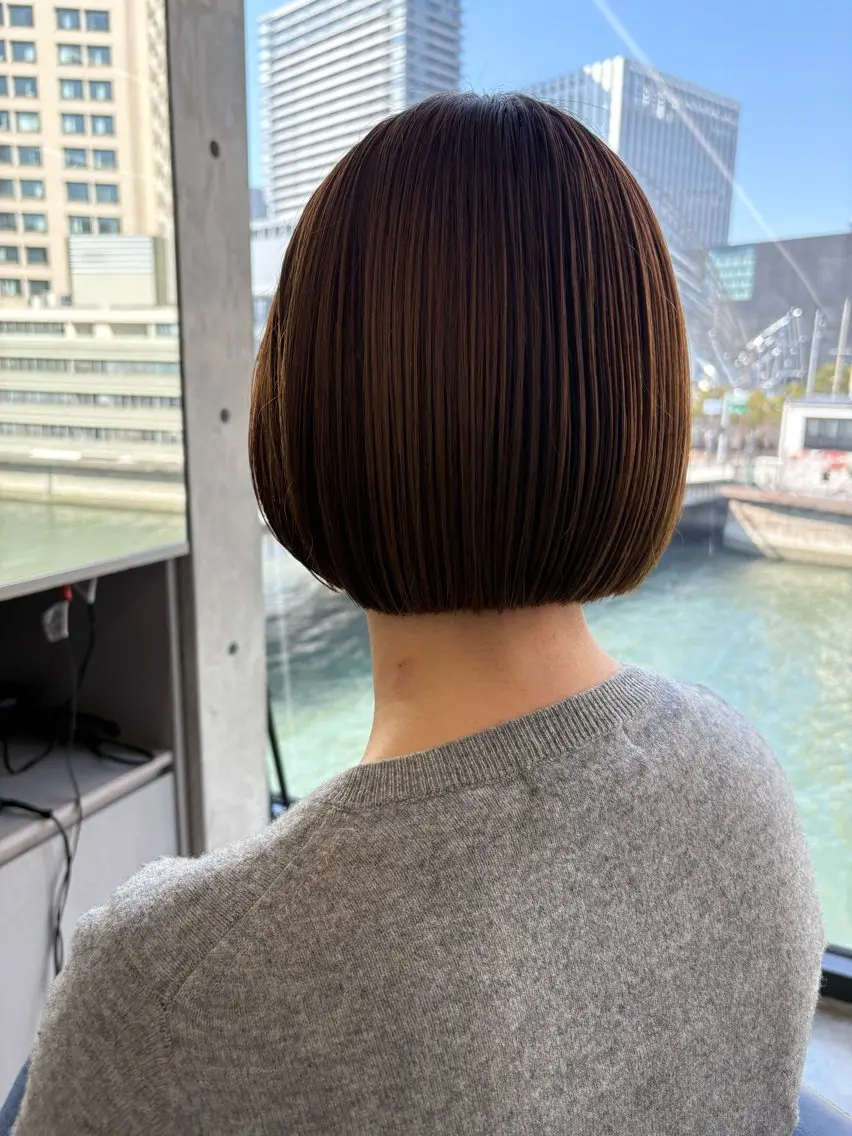 ショート カラー ボブ カット ヘアカラー トリートメント 似合わせカット レイヤー/ボブのヘアスタイル