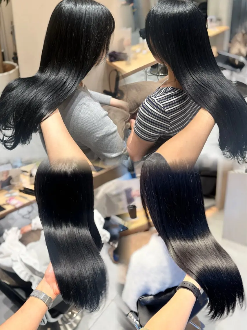 ロング カラー トリートメント ヘッドスパ ヘアセット ミオ💎ショート 透ける暗髪のヘアスタイル