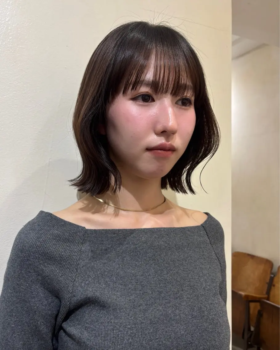 ミディアム ボブ くびれヘア カット トリートメント 結莉/ボブ/ 縮毛矯正のヘアスタイル