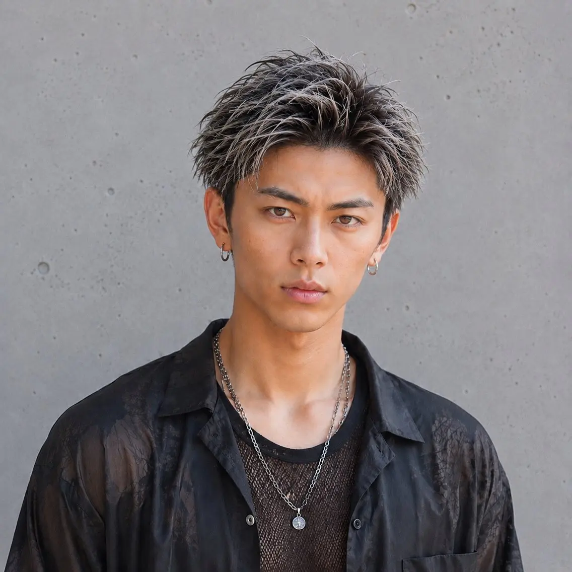 ショート カラー メンズ アップバング メンズハイライト メンズメッシュ 黒髪 ハイライトカラー ヘアカラー トリートメント 🔮メンズ縮毛矯正 メンズパーマ💎竹永のヘアスタイル