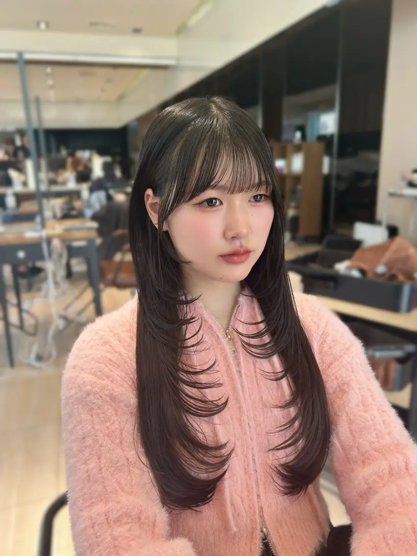 ロング カット ヘアカラー トリートメント 🎀大竹美侑/顔まわ りカット/レイヤーのヘアスタイル