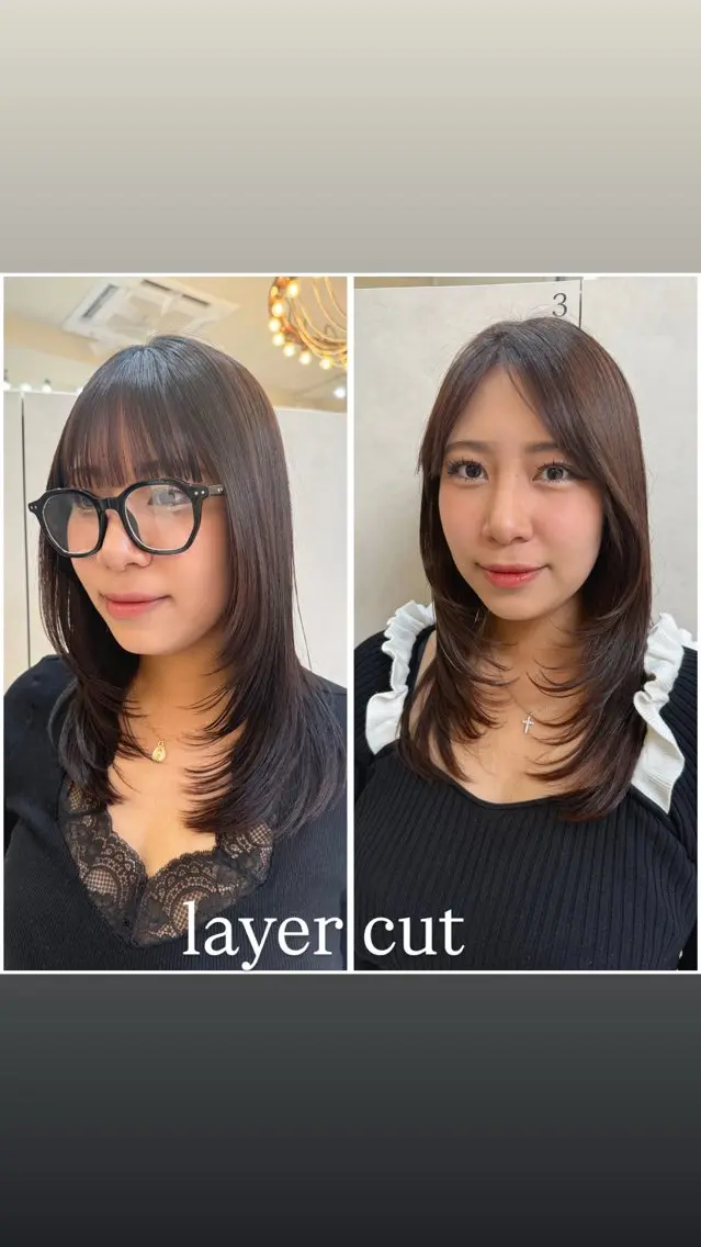 セミロング 園田奈津 ボブ・レイヤーカットのヘアスタイル