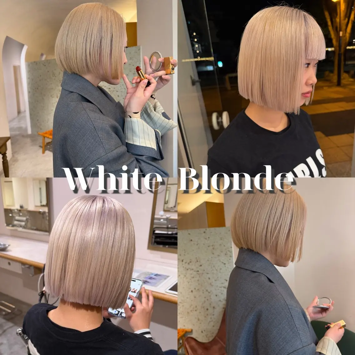 セミロング カラー 切りっぱなしボブ ブリーチ ブロンド ケアブリーチ 透明感カラー カット ヘアカラー yuki/ブリーチ/ JILLSTUDIOのヘアスタイル
