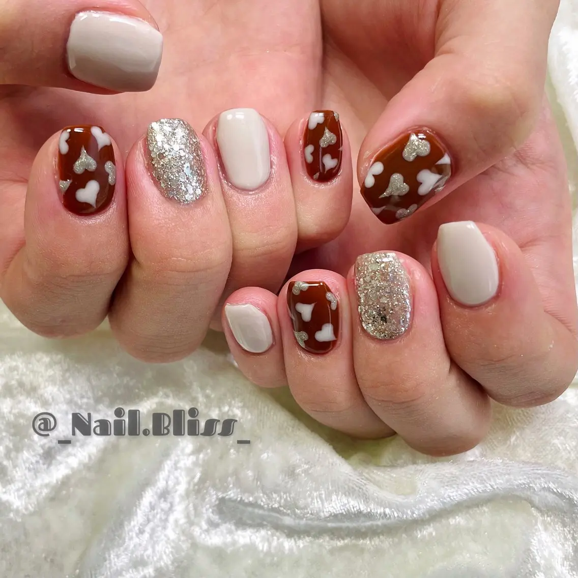 ネイル ブラウン ハンドネイル NAIL BLISSのネイルデザイン
