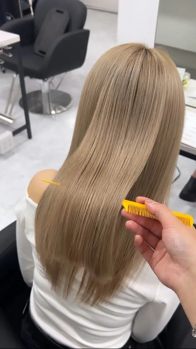 【ブリーチ毛OK】カット+酸性ストレート+1STEPローズTR　¥18,300➡︎¥16,800の写真