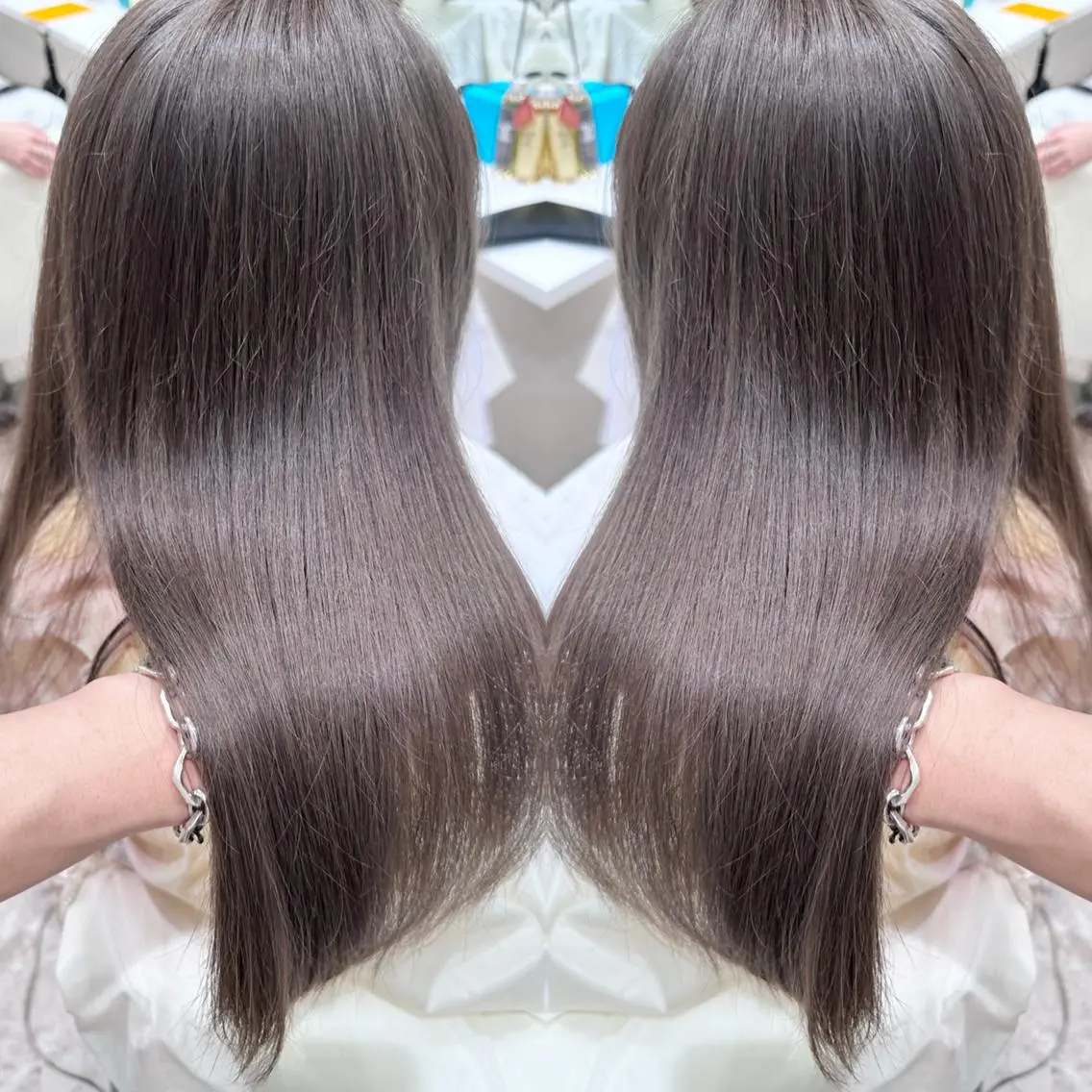 セミロング カラー アッシュ ベージュカラー ブリーチ ブラウンカラー ココアブラウン メンズカット ブリーチ ‬JINのヘアスタイル