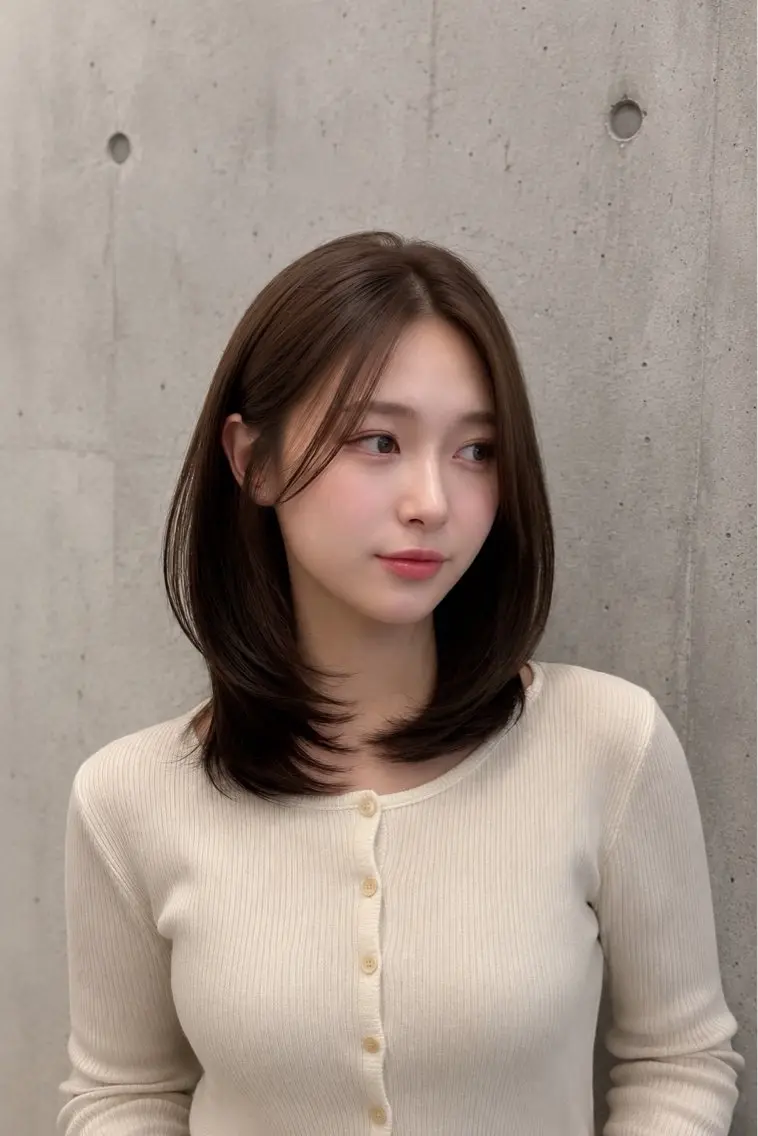 ミディアム カラー パーマ ヘアアレンジ ミディアムレイヤー くびれヘア 顔まわりレイヤー 顔周りカット 伸ばしかけ カット ヘアカラー トリートメント 🌱透明感カラー🌱 レイヤー/コウスケのヘアスタイル