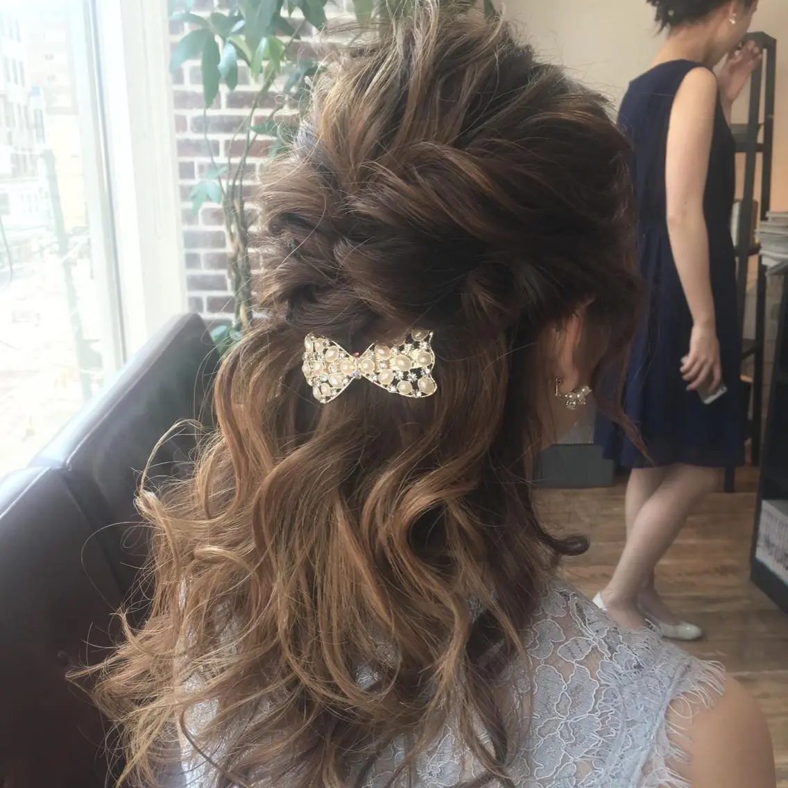 ロング ヘアアレンジ ハーフアップ 結婚式・ブライダル ヘアセット 木下大地 HAIR Oneのヘアスタイル