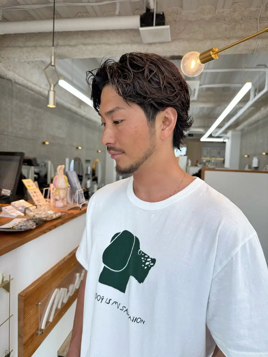 パーマ メンズ カット パーマ 八谷 将平のヘアスタイル