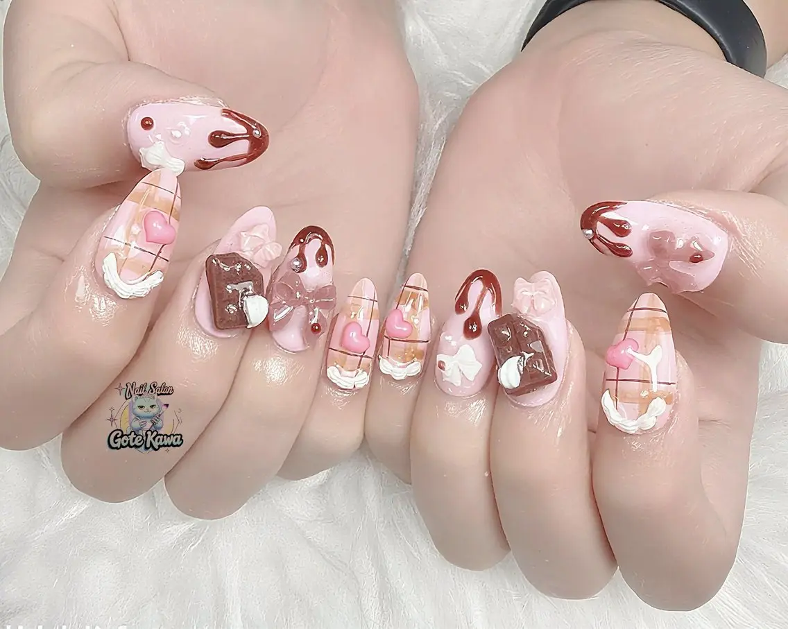 ネイル ハート バレンタイン Gote Kawa nail salonのネイルデザイン