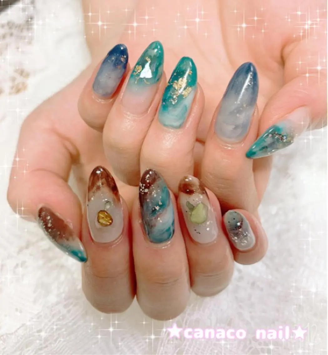 ネイル 大理石ネイル(マーブル) ベテランネイル cnc  nailのネイルデザイン