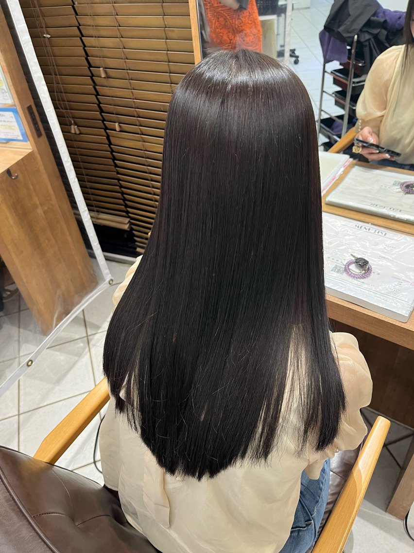 ロング カラー パーマ 縮毛矯正 湯浅 風希のヘアスタイル