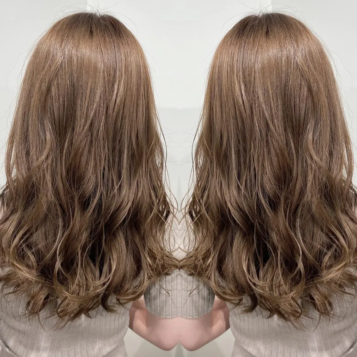 セミロング カラー グレージュ カット ヘアカラー トリートメント ブリーチ特化 梅田本多翔のヘアスタイル