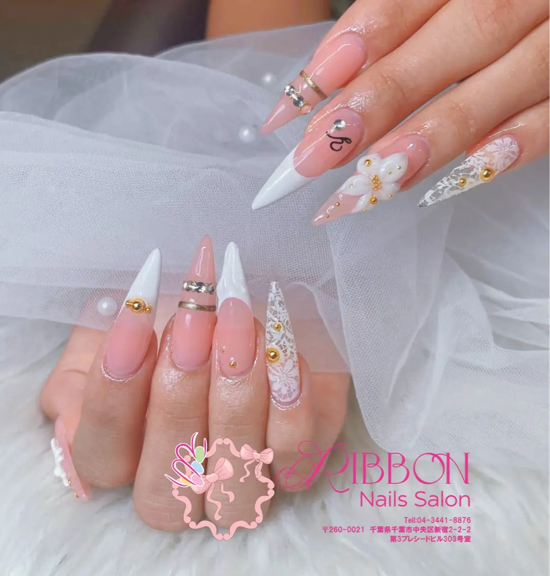 ネイル フットネイル フレンチネイル ジェルネイル マグネットネイル 持ち込み ハンドネイル Ribbonnail salonのネイルデザイン