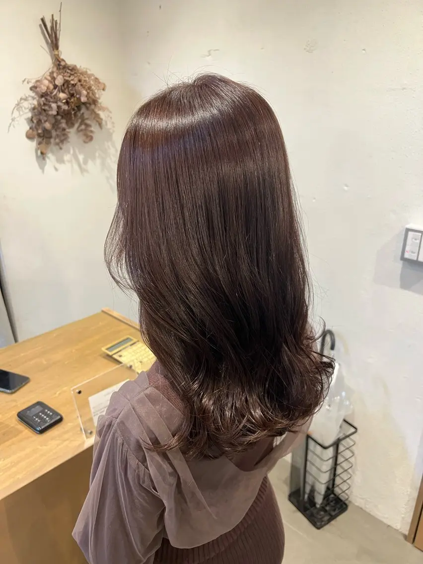セミロング カラー ピンクカラー カット ヘアカラー トリートメント ブリーチなしカラー 🌿脇黒丸 彩のヘアスタイル