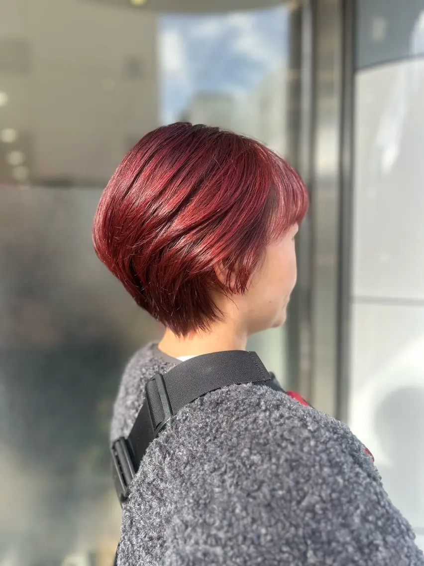 ショート カラー ヘアカラー メンズハイライト × perm Runoのヘアスタイル