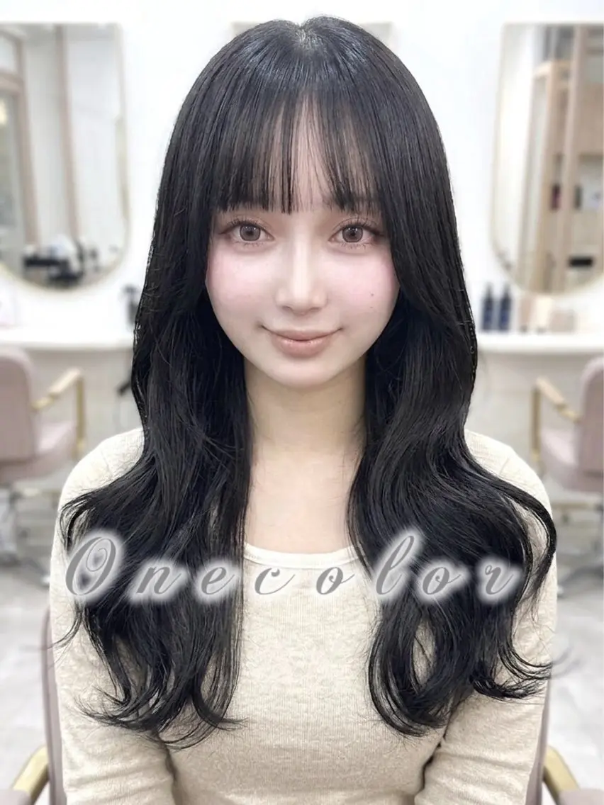 ロング カラー ヘアカラー 🎀🎶はがりな ワンカラー💝のヘアスタイル