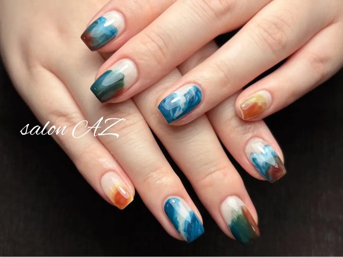 ネイル アートネイル 長さ出し フットネイル フレンチネイル ジェルネイル ハンドネイル salon AZのネイルデザイン