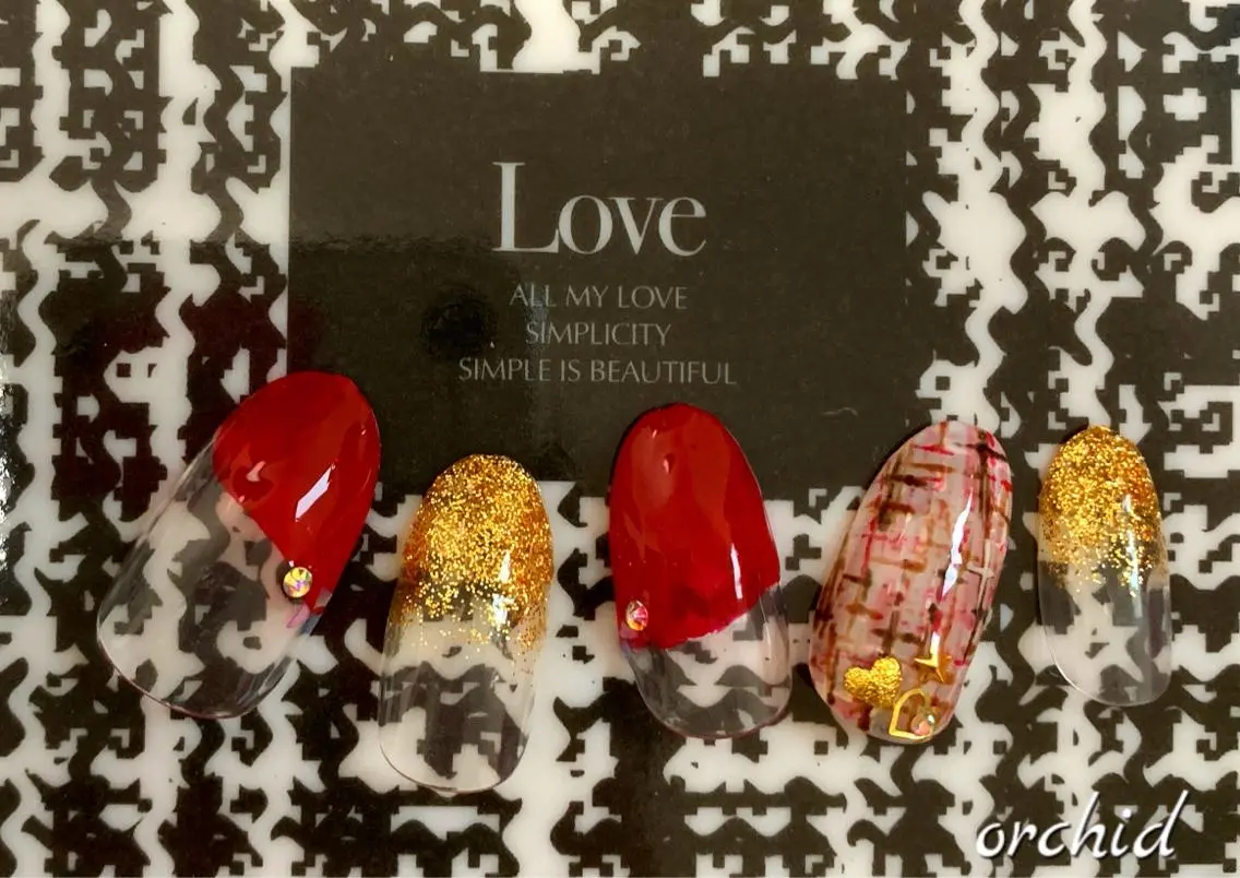 ネイル ツイードネイル orchid ♡オーキッドのネイルデザイン