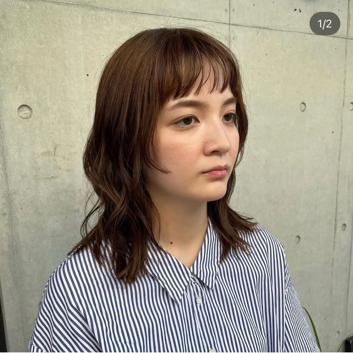 ミディアム カラー パーマ カット パーマ ショートウルフくせ毛 お任せくださいのヘアスタイル