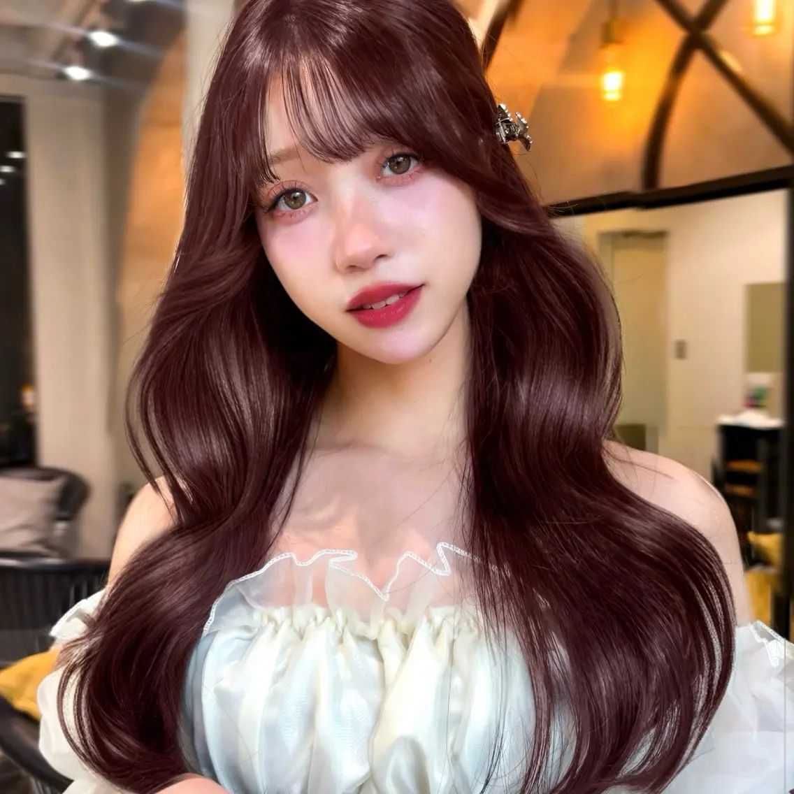 ロング 韓国風ヘア レイヤーカット カット ヘアカラー トリートメント 🤍aimi🤍 ウルフ/韓国ヘアのヘアスタイル