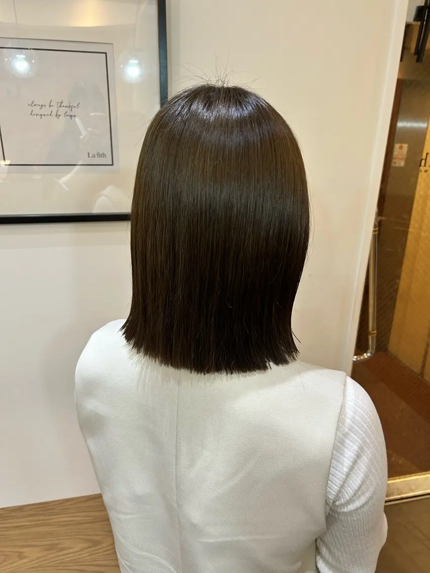ショート カラー ボブ 長めボブ 透明感/暖色カラー 💖【Misaki】のヘアスタイル