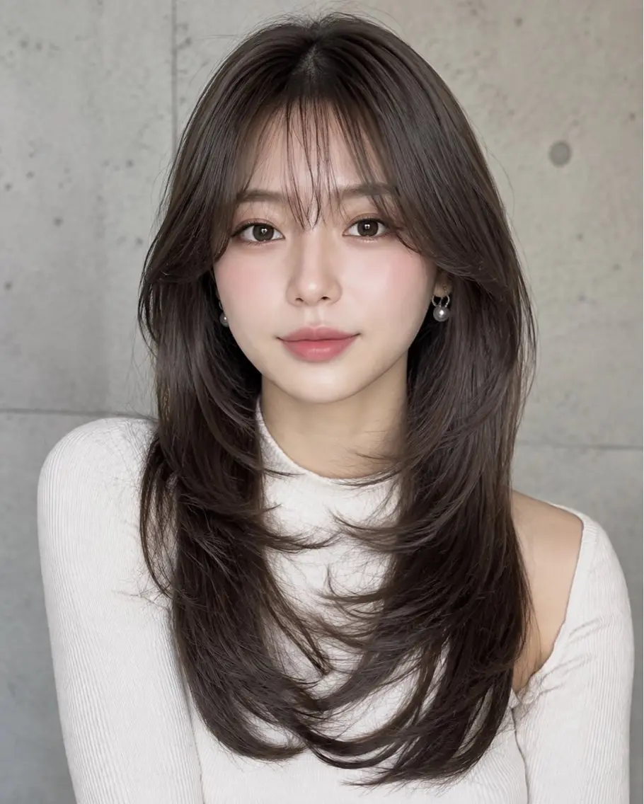 セミロング カラー ヘアアレンジ グレージュ くびれヘア 顔まわりレイヤー ハッシュカット 韓国風ヘア カット ヘアカラー トリートメント 🌫️大人韓国ヘア 🌫️naoyaのヘアスタイル