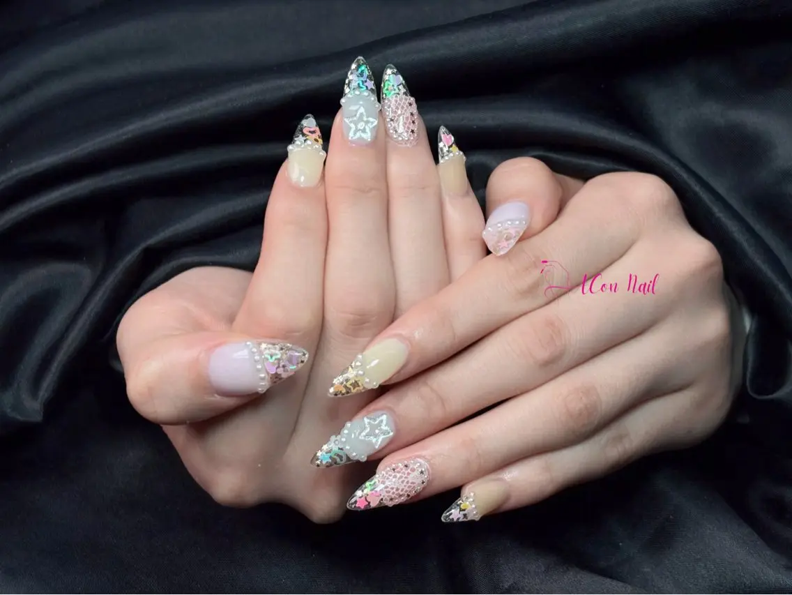ネイル 桜ネイル 長さ出し フラワーネイル フレンチネイル ジェルネイル ハンドネイル ACon NailSalonのネイルデザイン