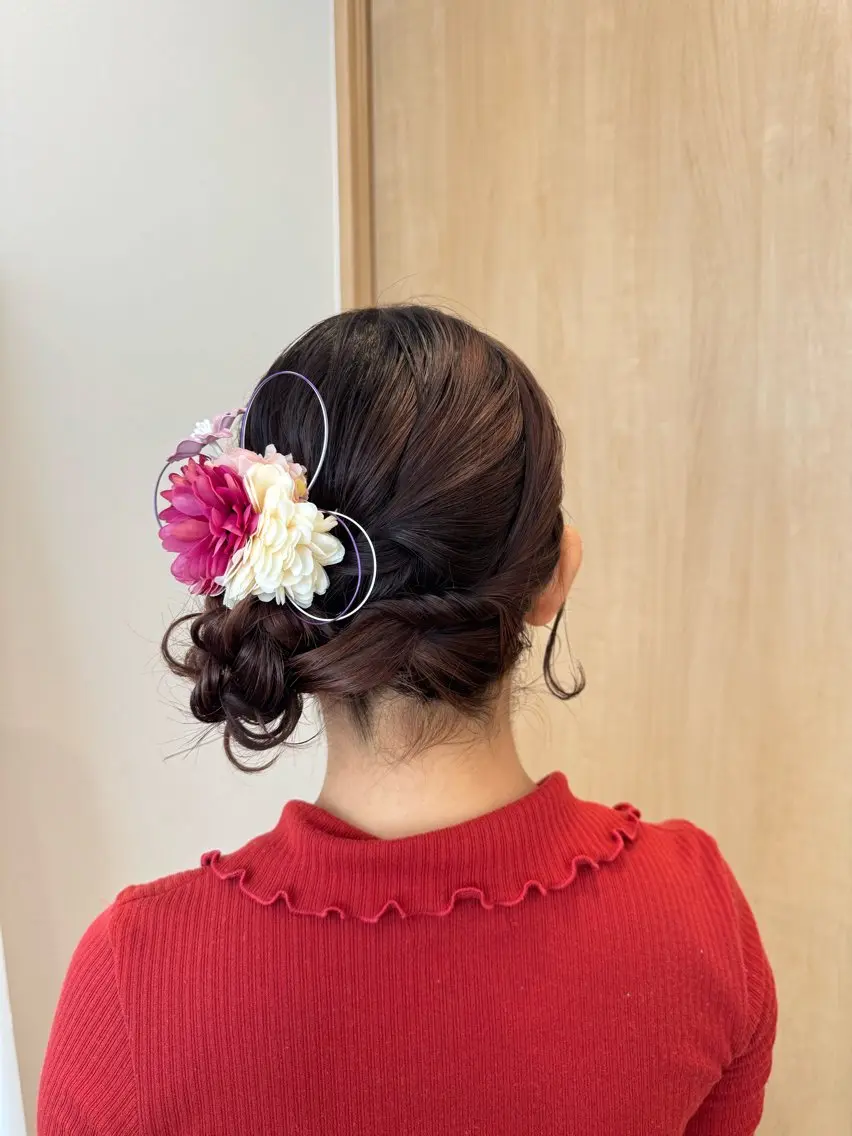 セミロング 浴衣 ヘアセット ヘアメイクサロン viviのヘアスタイル